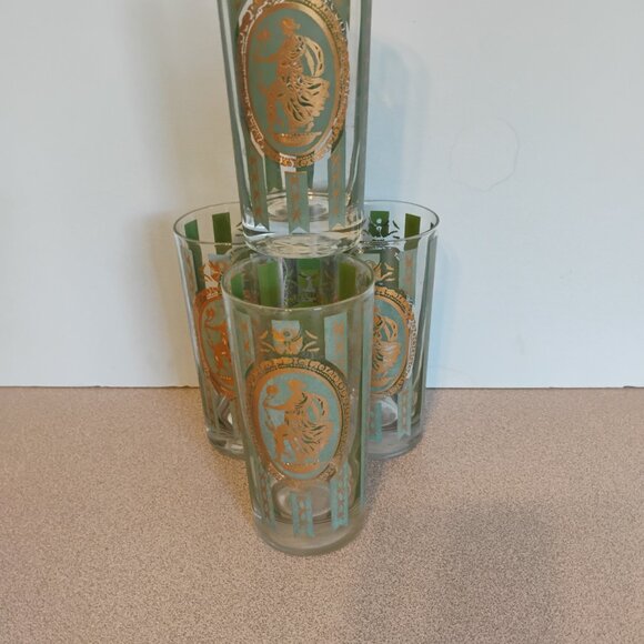 Cera Glass Vintage Athena Pattern Tall Tumbler/HiBall, set of 4 - Picture 3 of 5